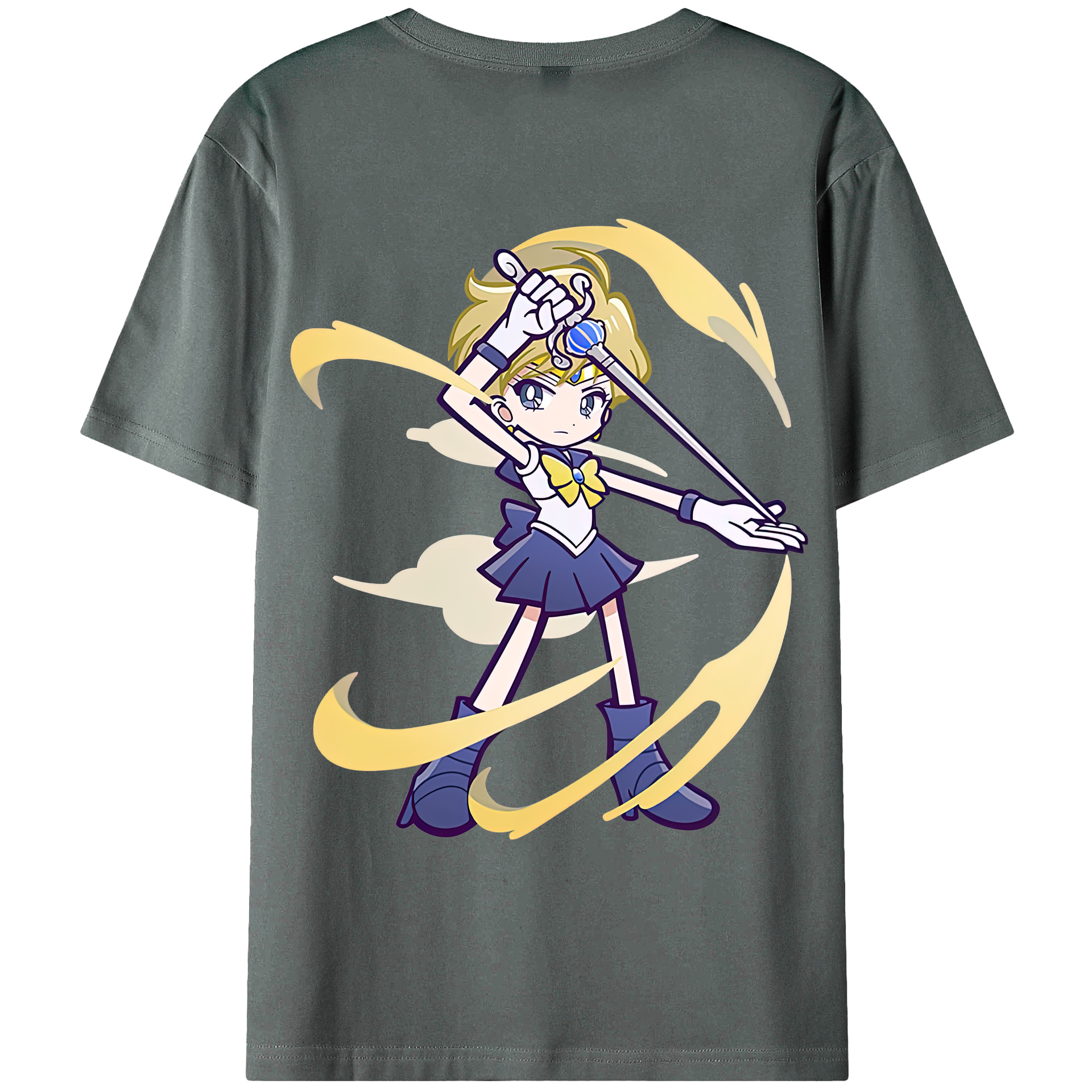 （画像用） 美少女戦士セーラームーン 天王はるか Sailor Moon Tenoh Haruka 綿100％ メンズ半袖Tシャツ（バックプリント） 通気性